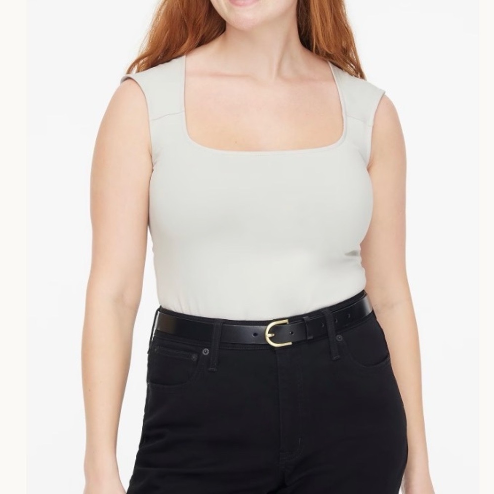 J Crew Cap-sleeve stretch cotton-blend squareneck tank top